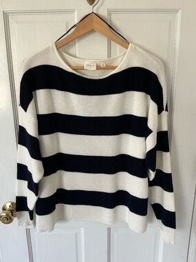 Dark navy and cream striped summer sweater